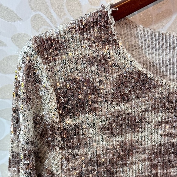 Intimately Free People FP Leopard Gold Rush Sequin Long Sleeve Fitted Top - Picture 4 of 10